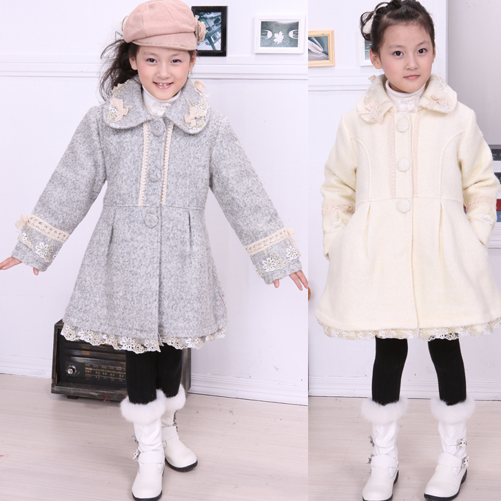 Beautiful children's clothing 2011 autumn and winter woolen overcoat trench ultra long female big boy outerwear meters grey