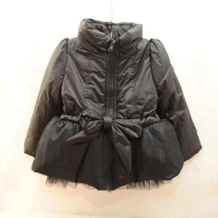 Beautiful ! children's clothing 2012 winter female child puff sleeve slim waist sweep involucres lace cotton-padded jacket