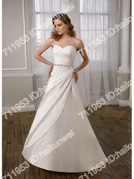 Beautiful Great Taffeta Sweetheart A-Line Wedding Dresses With Delicate Crystal Beaded Sash