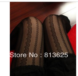Beautiful lace vertical stripe transparent ultra-thin stockings pantyhose