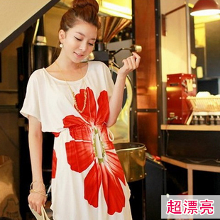 Beautiful maternity clothing maternity t-shirt long design loose spring and autumn summer fashion short-sleeve contraction