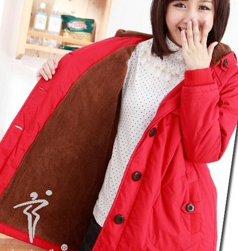Beautiful maternity cotton-padded jacket lambsdown with a hood autumn and winter maternity cotton cloth outerwear wadded jacket