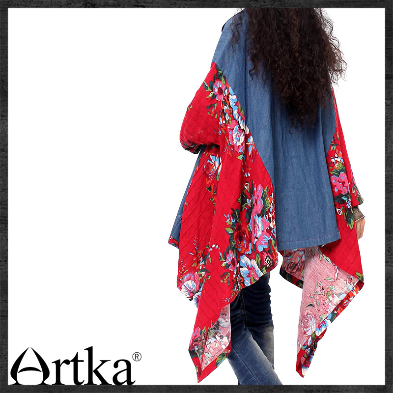 Beautiful print patchwork denim 100% cotton thin trench wa10237cu
