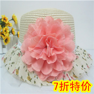 Beautiful quality handmade sweet flower lace decoration strawhat female beach cap sunbonnet sun hat