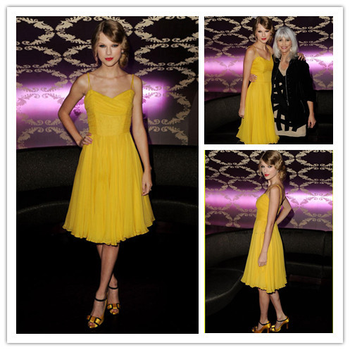 Beautiful sweetheart spaghetti straps knee length celebrity dresses taylor swift dresses