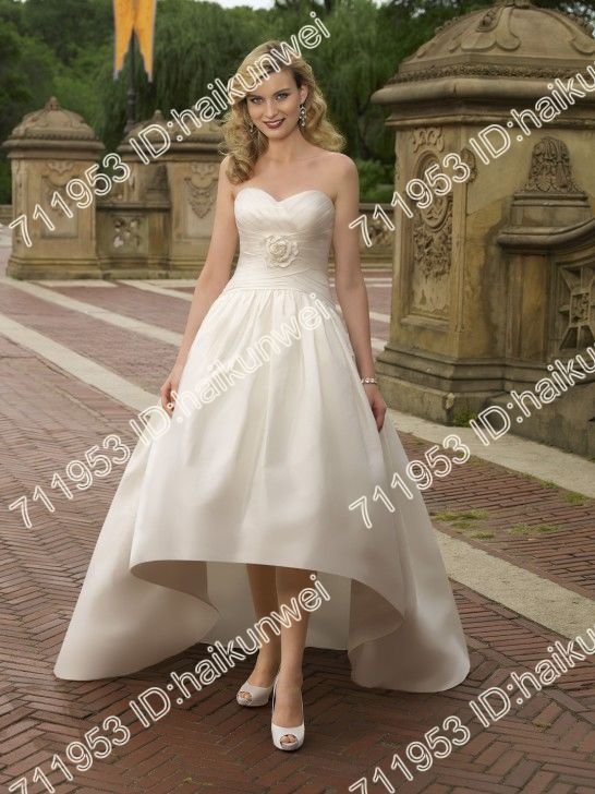 Beautiful Taffeta Sweetheart Modern Short Hemline Descending to A Floor Length Train A-Line Wedding Dresses