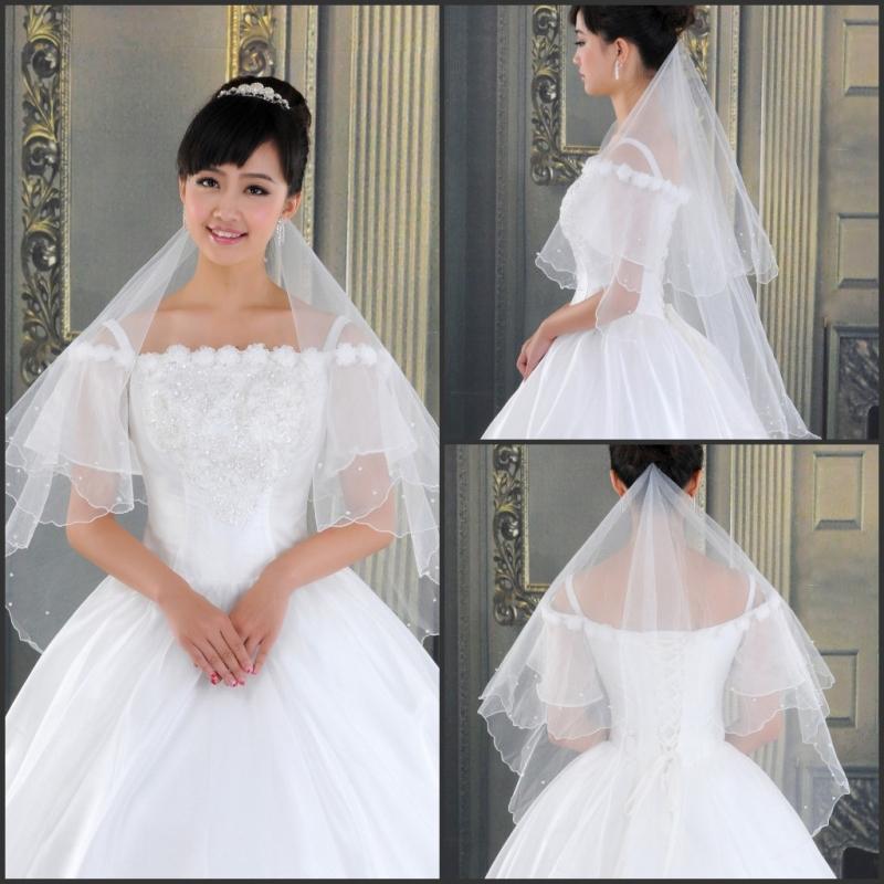 Beautiful wedding dress formal dress accessories bridal veil 1.5 meters crescendos pearl veil pure white
