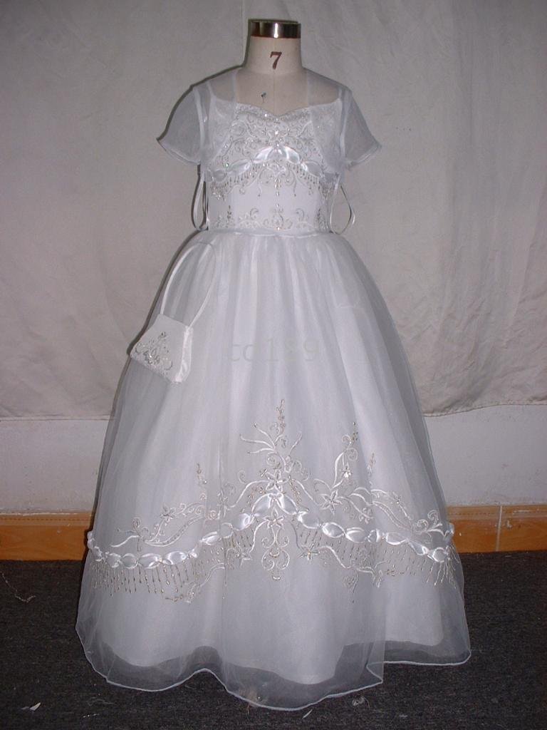 Beautiful White embroidery organza Flower Girl Dresses Custom-made Any color!