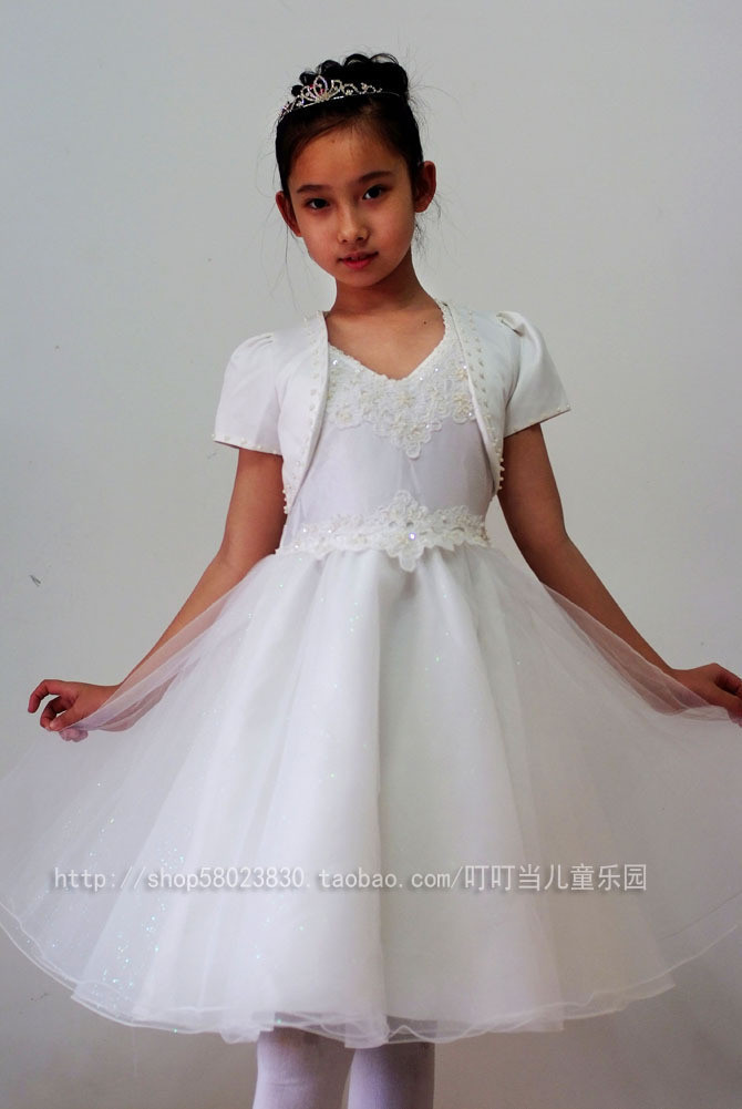 Beautiful white waistcoat female child outerwear child princess dress cape