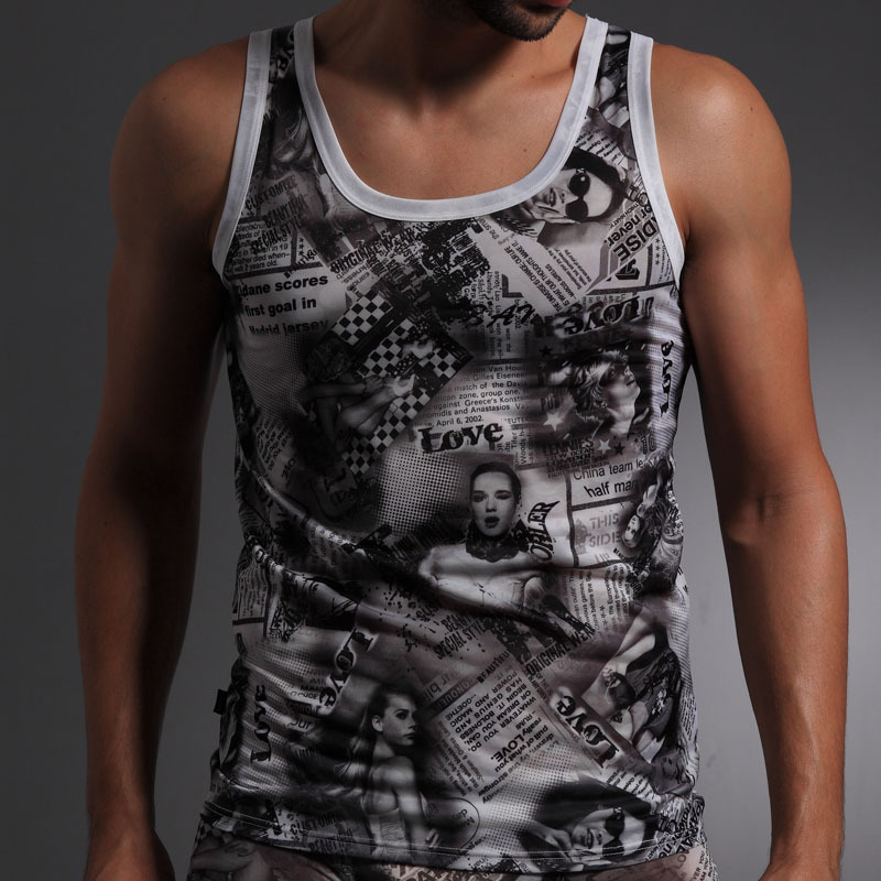 Beautiful women vest milk silk silky male vest male vest fashion trend fitness  free shipping