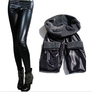 Beaver plush faux leather pants thickening plus velvet legging female trousers mm plus size warm pants