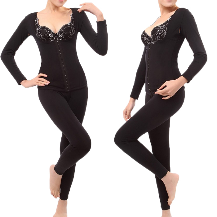 Beaver velvet long-sleeve thermal slim body shaping beauty care clothing split set