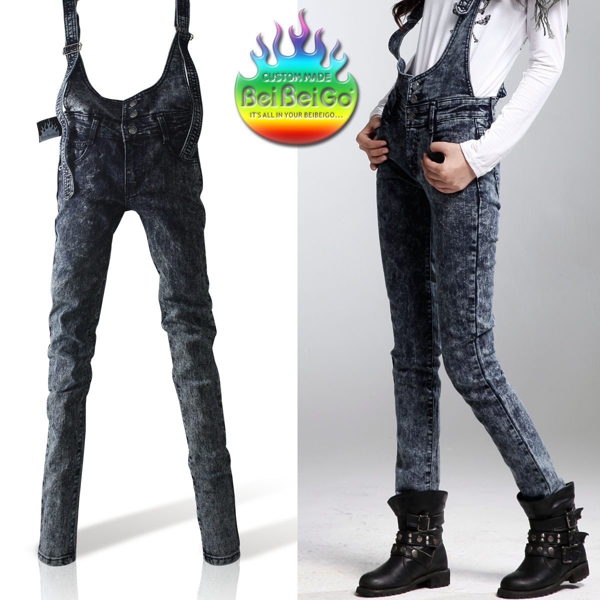 Beibeigo 2012 autumn bib pants women's pants pencil pants skinny pants