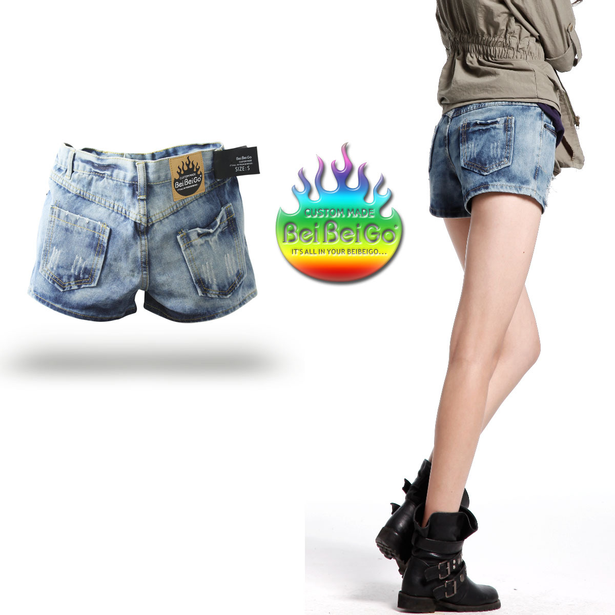 Beibeigo 2012 autumn women's all-match women's denim shorts boot cut jeans shorts