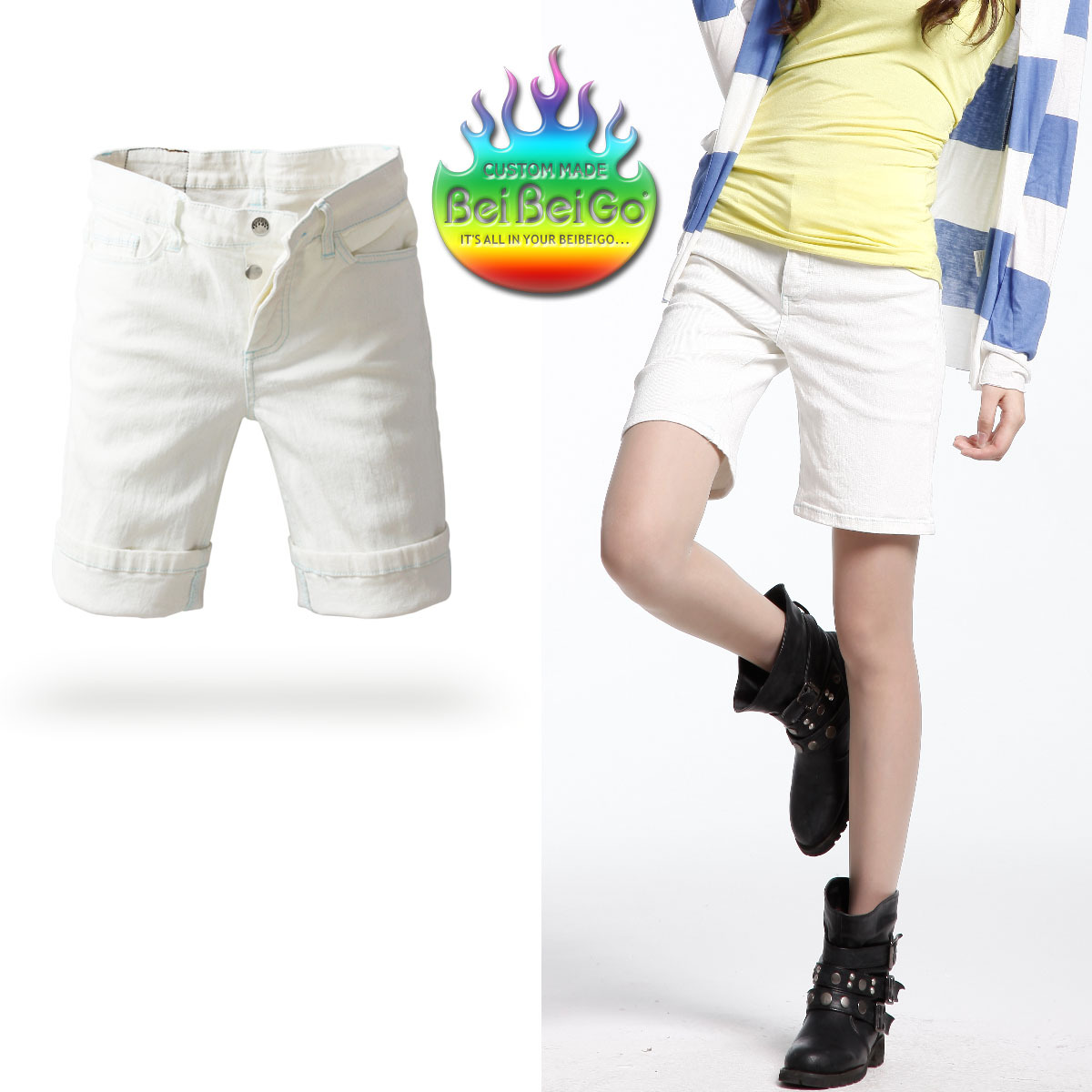 Beibeigo 2012 autumn women's knee-length pants boot cut jeans plus size capris female shorts