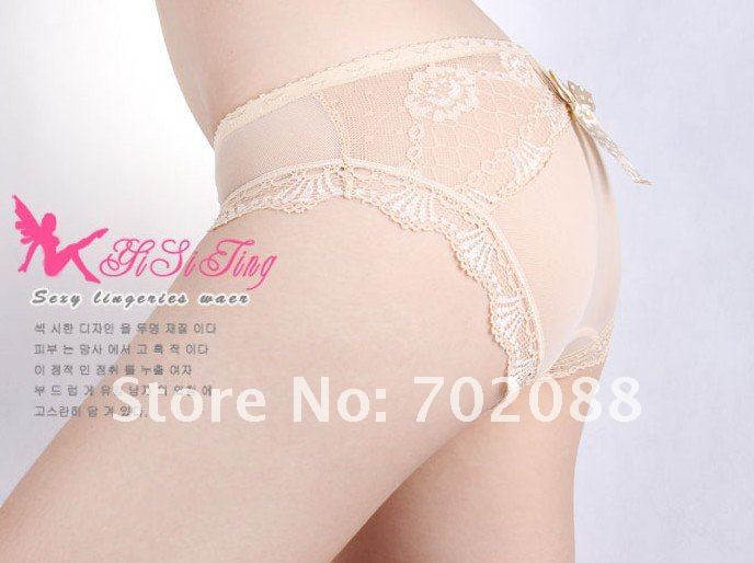 Beige color 12pcs Transparent gauze Lady's sexy underwear intimates