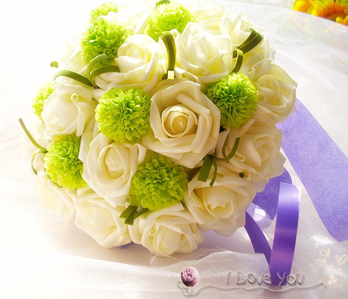 Beige rose fake /  artificial bouquet for wedding with gift  free shipping