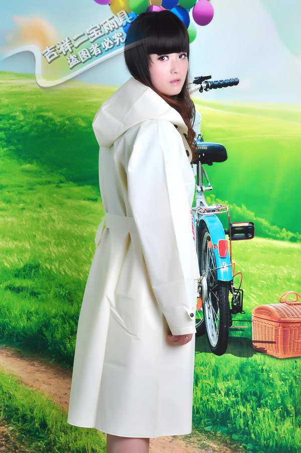 Beige trench paragraph eco-friendly thickening eva material adult fashion raincoat poncho