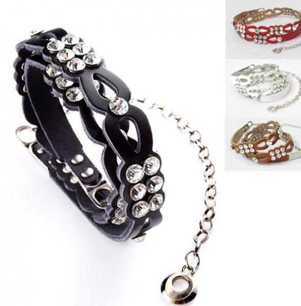 BEL04 Women Ladies Sweet Genuine leather Crystal Rhinestone Hollow Out Waist Belt