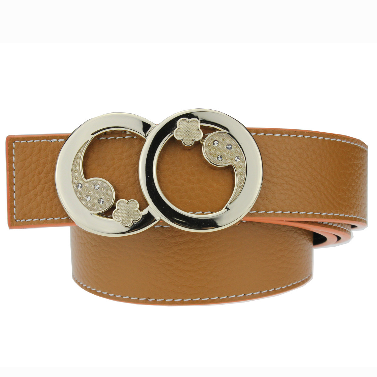 Belle strap women's genuine leather belt female fashion ladies smooth buckle first layer of cowhide double faced buckle