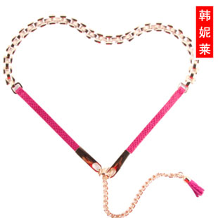 Belly chain female women's belt all-match fashion thin belt decoration tassel genuine leather serpentine pattern metal