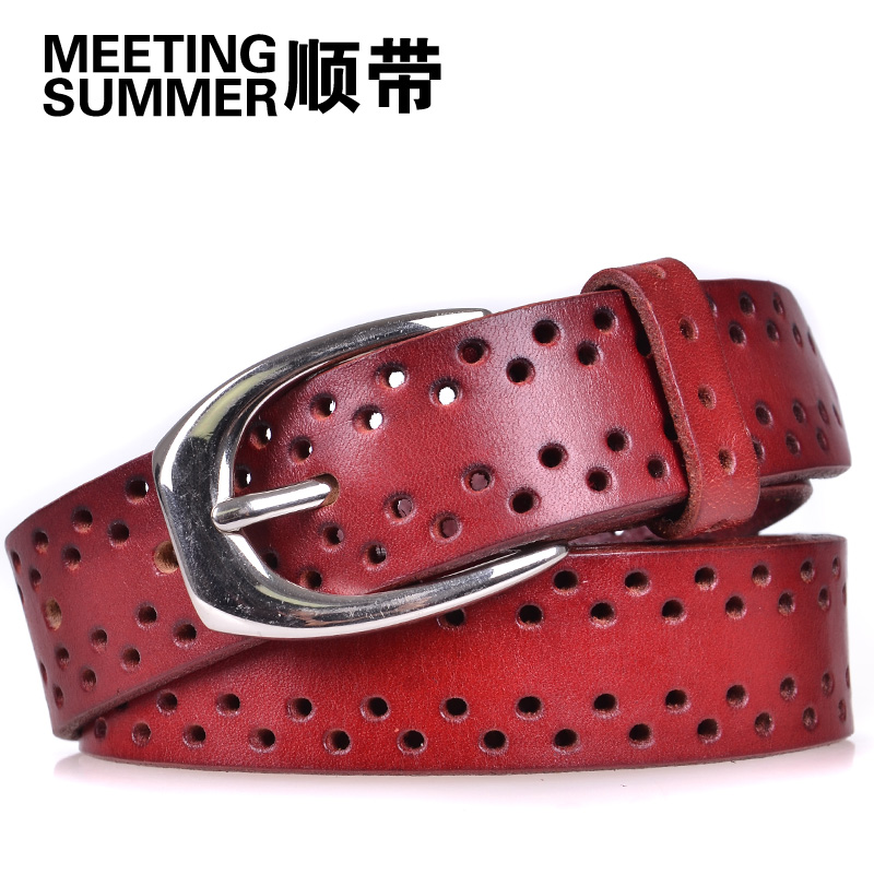 Belt 2013 women's genuine leather strap head genuine leather female the trend of the cutout casual pin buckle belt