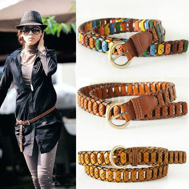 Belt female delicate cowhide knitted belt genuine leather strap fashion all-match belt decoration