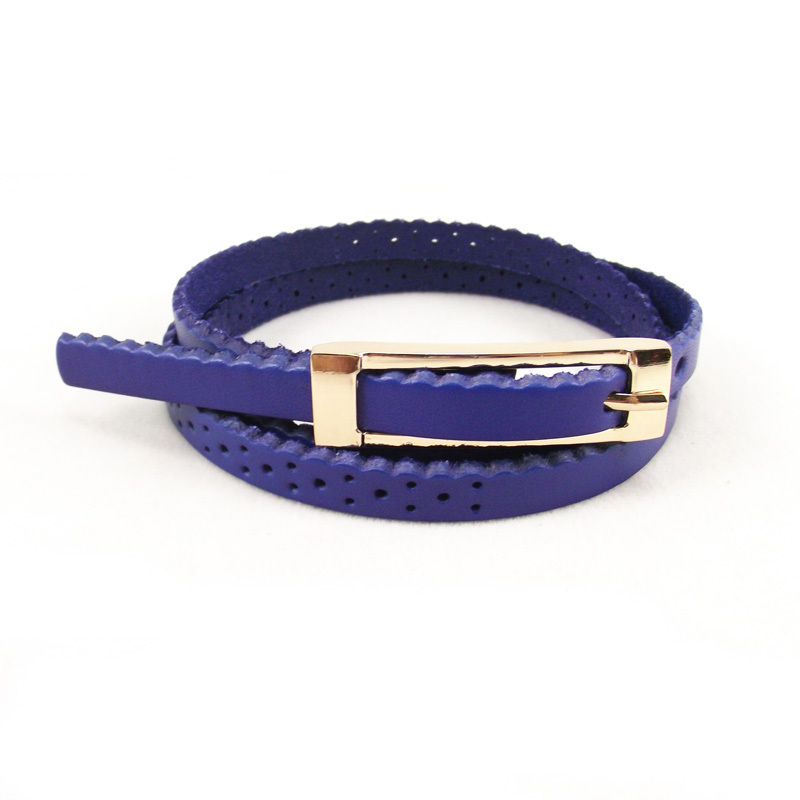 Belt female genuine leather all-match fashion candy color first layer of cowhide small strap blue black and white red new