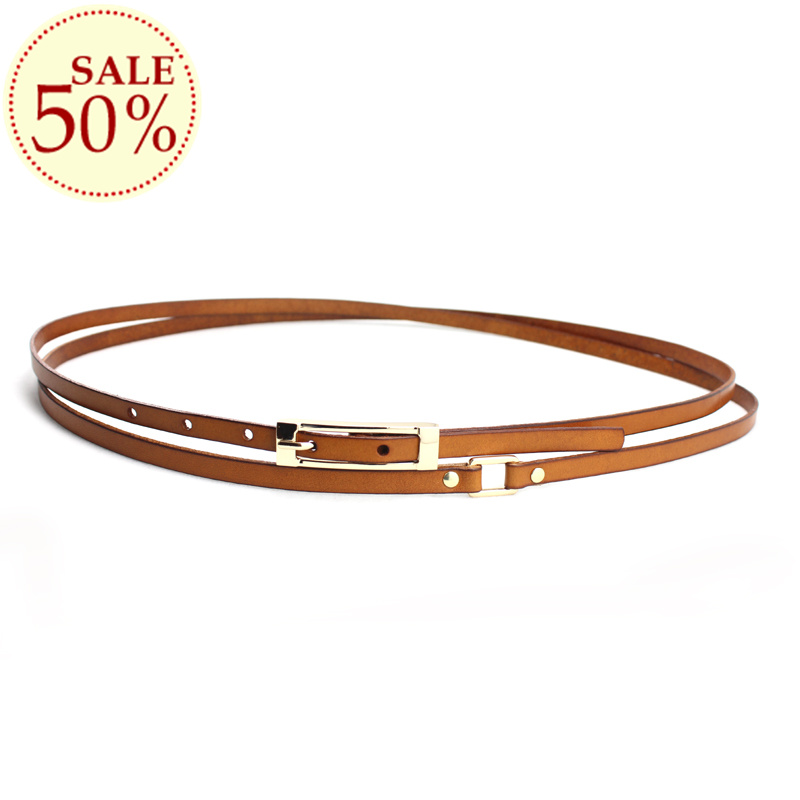 Belt female genuine leather all-match fashion double-circle first layer of cowhide belt decoration accessories black and red