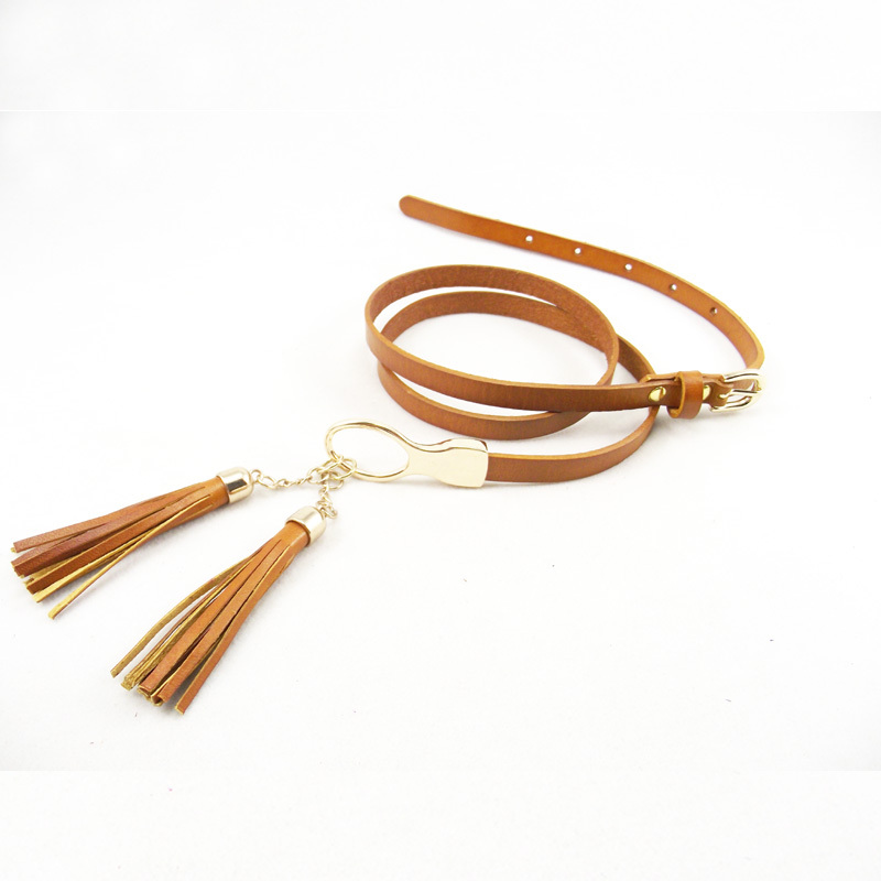 Belt female genuine leather all-match fashion tassel decoration first layer of cowhide belt accessories belly chain