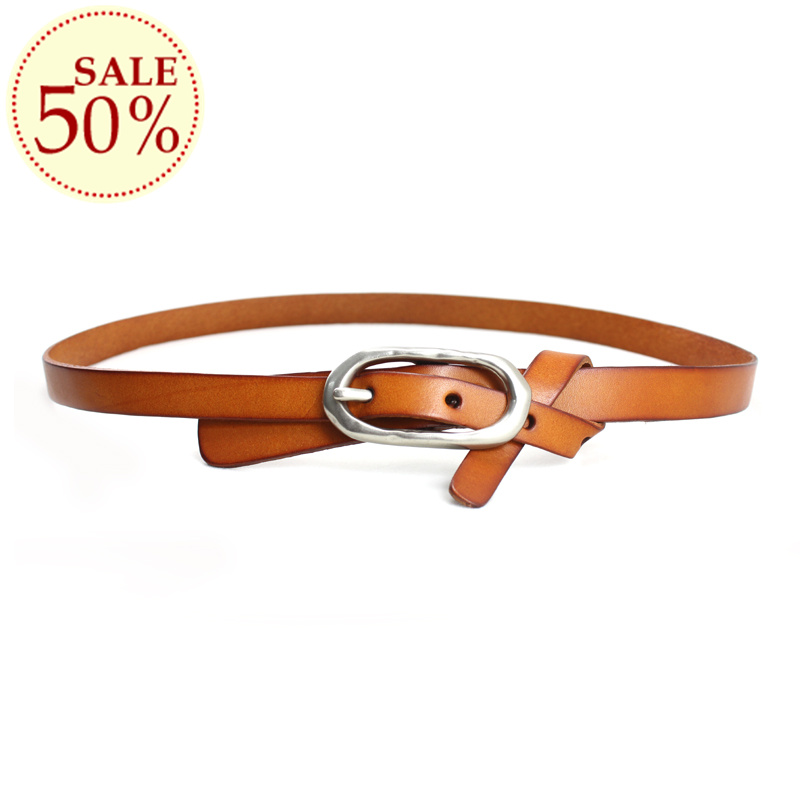 Belt female genuine leather all-match fashion vintage first layer of cowhide small strap tieclasps decoration accessories