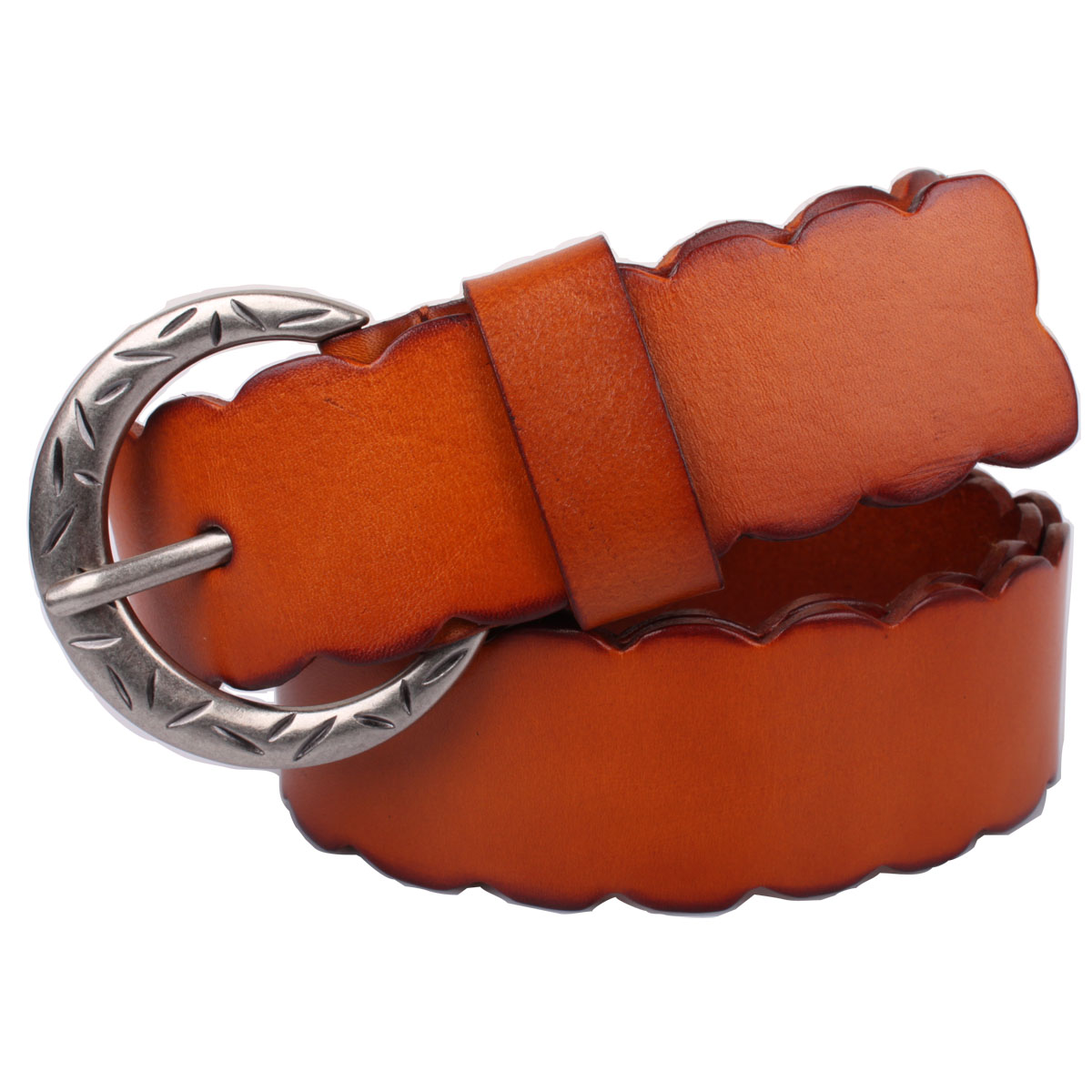 Belt female genuine leather denim all-match first layer of cowhide strap rivet laciness round buckle pin buckle cummerbund