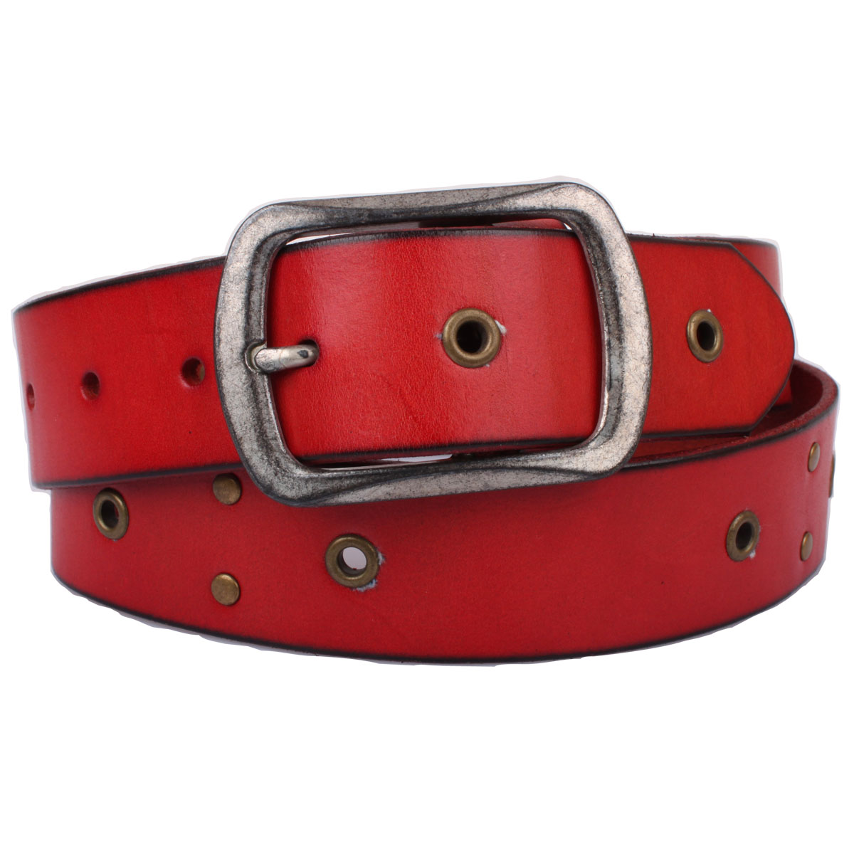 Belt female genuine leather denim all-match pure first layer of cowhide strap cummerbund rivet rhinestone empty thread