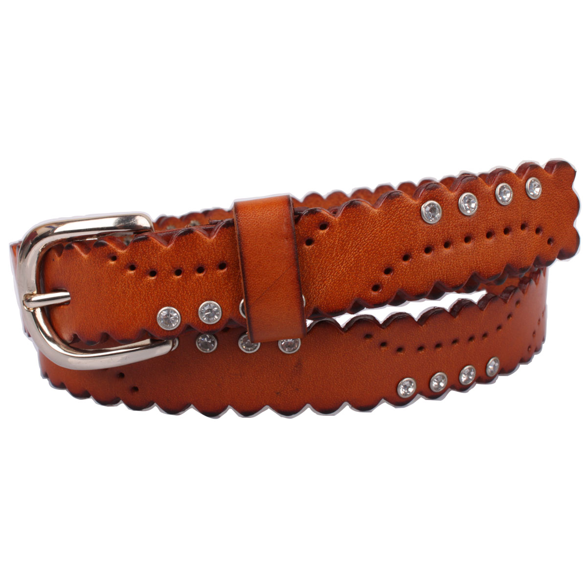 Belt female genuine leather denim first layer of cowhide strap rhinestone laciness casual fashion