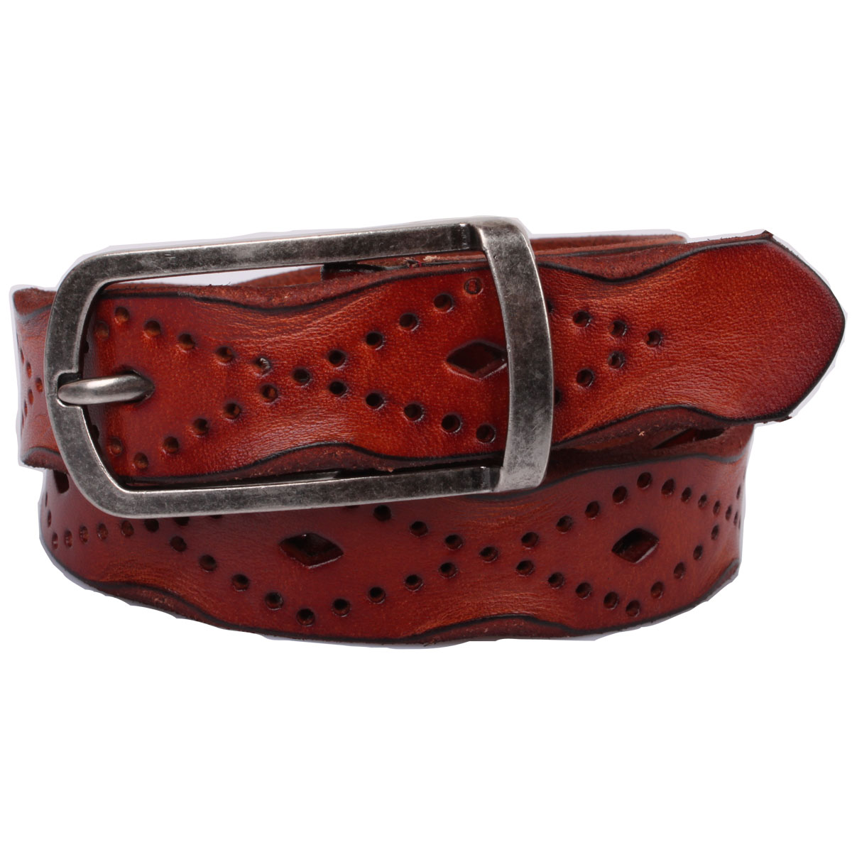 Belt female genuine leather denim first layer of cowhide sweet strap rivet laciness casual empty thread