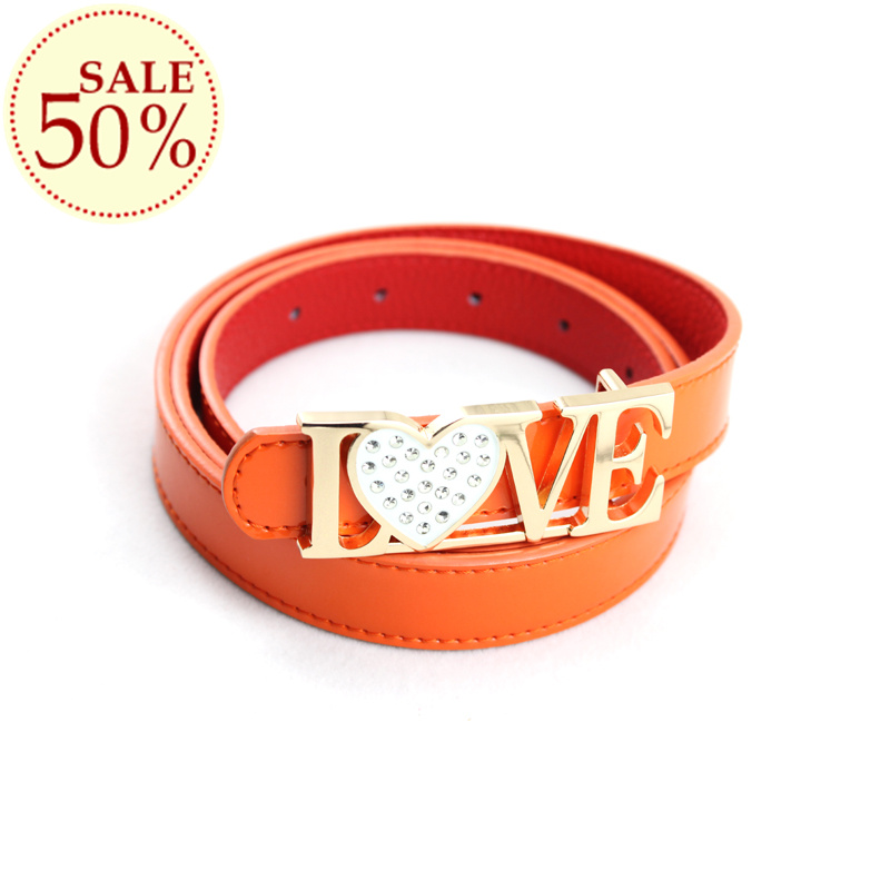 Belt female genuine leather fashion heart love diamond cowhide belt japanned leather candy color both sides