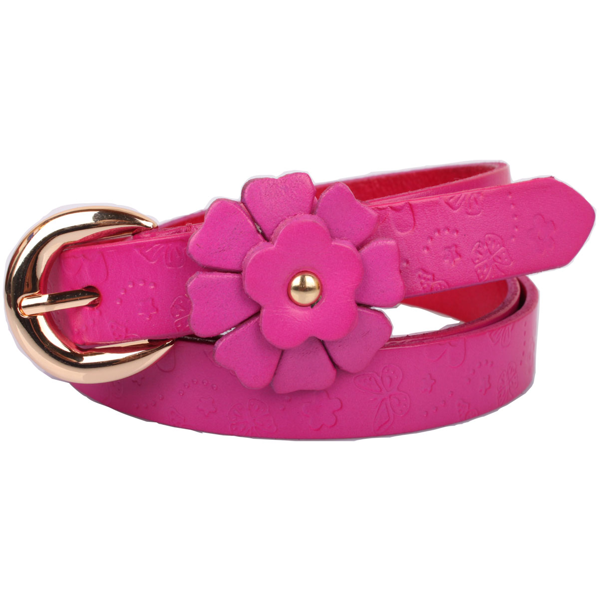 Belt female genuine leather sweet all-match denim cowhide flower strap embossed decoration fashion