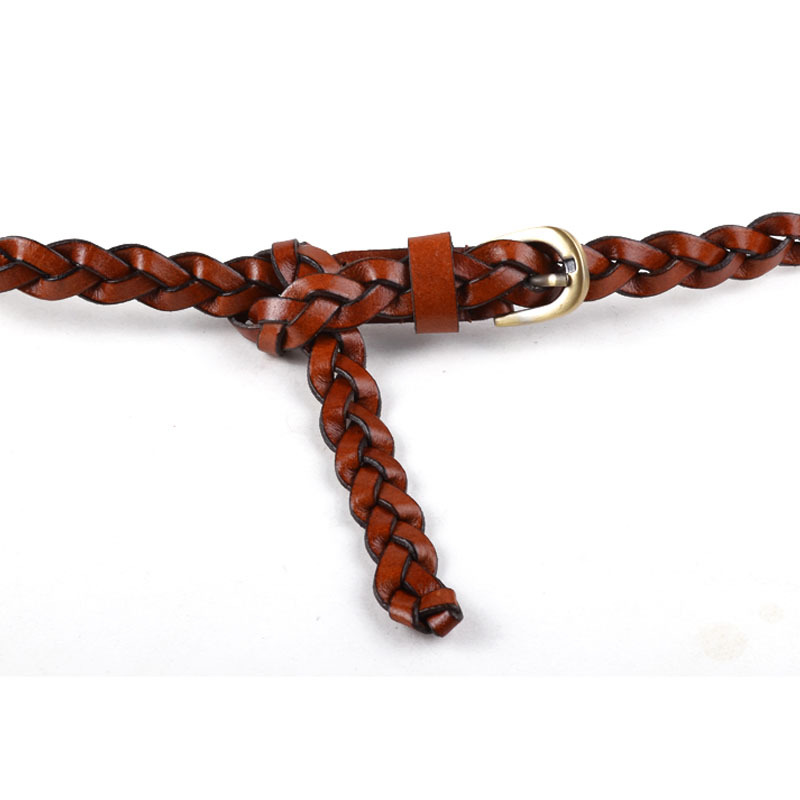 Belt female women's thin belt broken cowhide knitted four seasons all-match decoration genuine leather belt