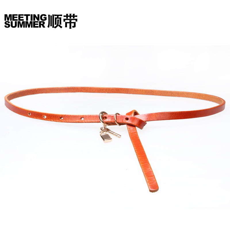 Belt one-piece dress thin belt women's tieclasps genuine leather first layer of cowhide fashion all-match decoration strap
