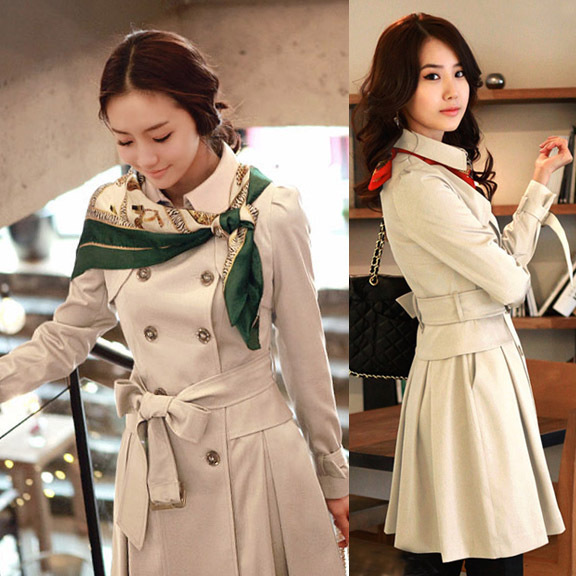 Belt skirt type trench overcoat 7974 free shipping