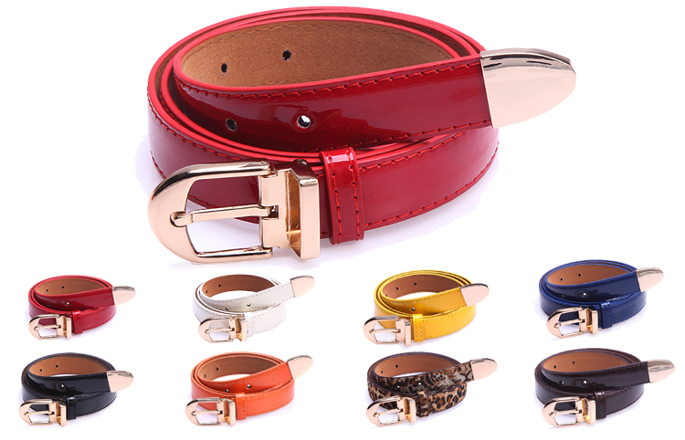 Belt Women decoration strap japanned leather belt red women's candy color sweet strap