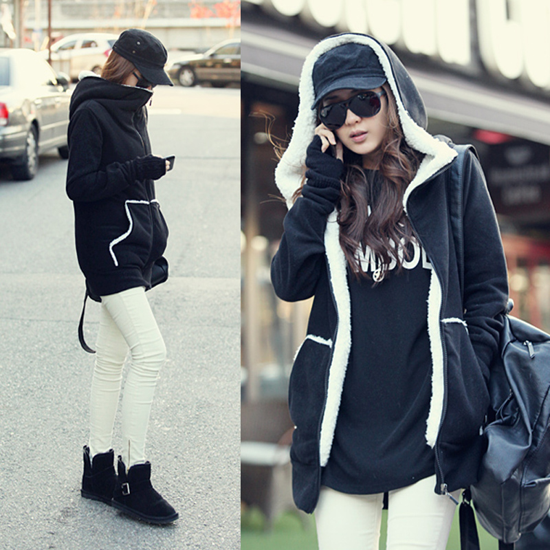 Berber fleece large lapel wadded jacket outerwear women's medium-long cardigan thickening mianyi