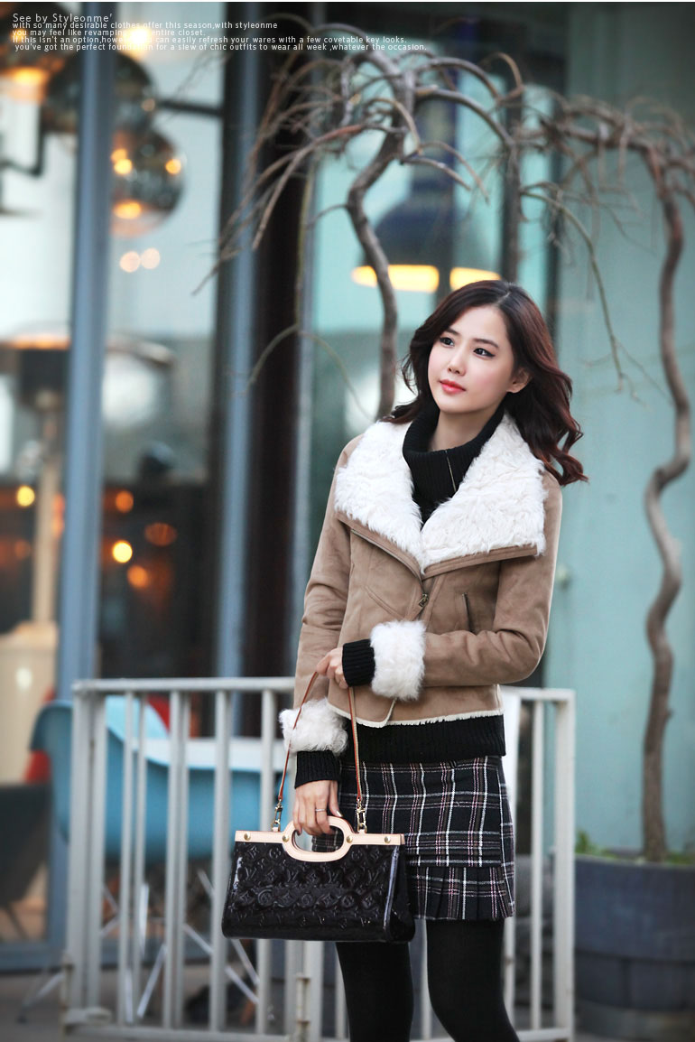 Berber fleece outerwear fur short design turn-down collar berber fleece outerwear suede fabric wool outerwear