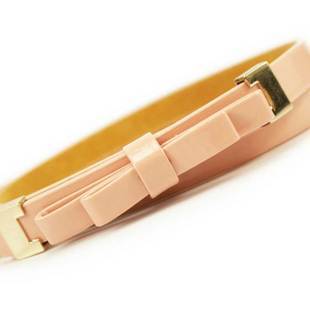 Besbet 1.4 fashion candy color paint patent leather bow decoration women's thin belt strap