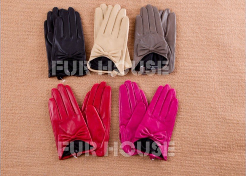 Best Christmas Gift!  Free shipping+ New Arrival Fashion100% genuine leather gloves with bow