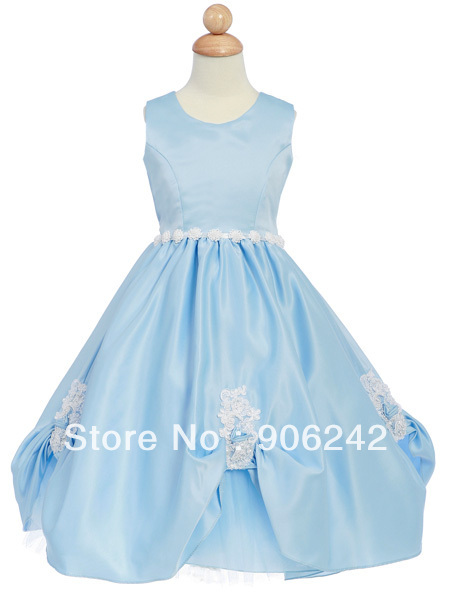 Best Designed A-Line Princess Skirt Satin Newest Bridal Flower Girl Dress LR-C736