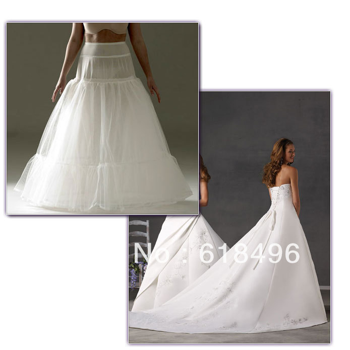 Best quality Fully Netted White Color Floor Length Petticoat With Metal Bones Loops Jupon petticoats Free shipping