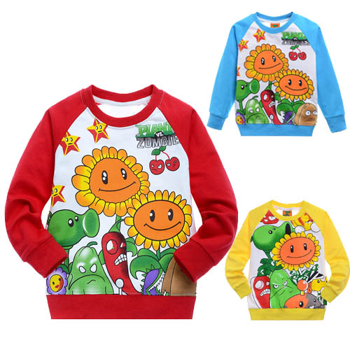 Best Quality Pretty Price New Arrivals Free Shipping Children's Spring and Autumn  plants vs . zombies T-shirt 100% cotton