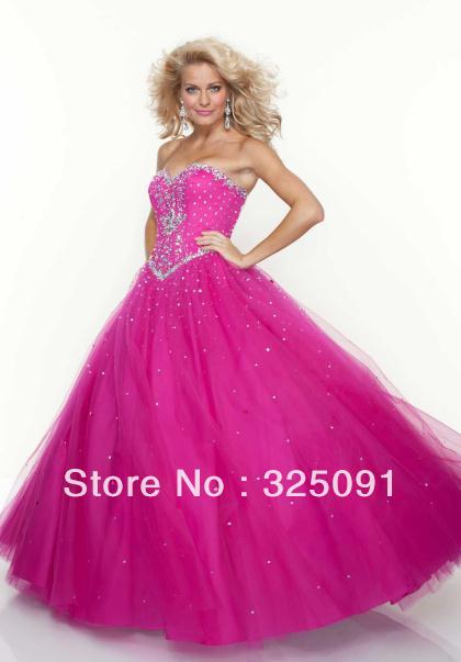 Best Sale 2013 Ball Gown Fuchsia Quinceanera Dress Sweetheart Sparkling Bead Sequins Floor Length Long Pageant Party Gowns