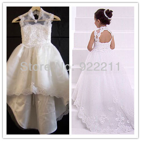 Best Sale Ivory Applique Floor Length Bridal Flower Girl Dress Available Size